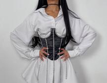 Приталена сорочка + корсет декорований стразами Ручна робота Приталена сорочка + корсет декорований стразами Ручна робота | PUSHKA SHOP