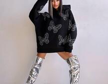 Трендове худі over size із сяючими стразами  Трендове худі over size із сяючими стразами  | PUSHKA SHOP