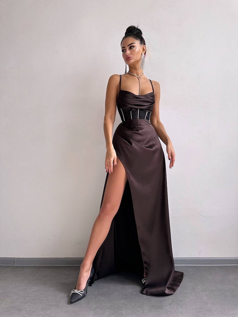 Комплект: корсет, декорований стразами + спідниця максі з драпіруванням  | PUSHKA SHOP