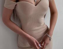 Трикотажное платье мини с чашечками с эффектом push up | PUSHKA SHOP