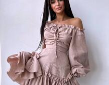 Муслінова сукня з рюшами   | PUSHKA SHOP