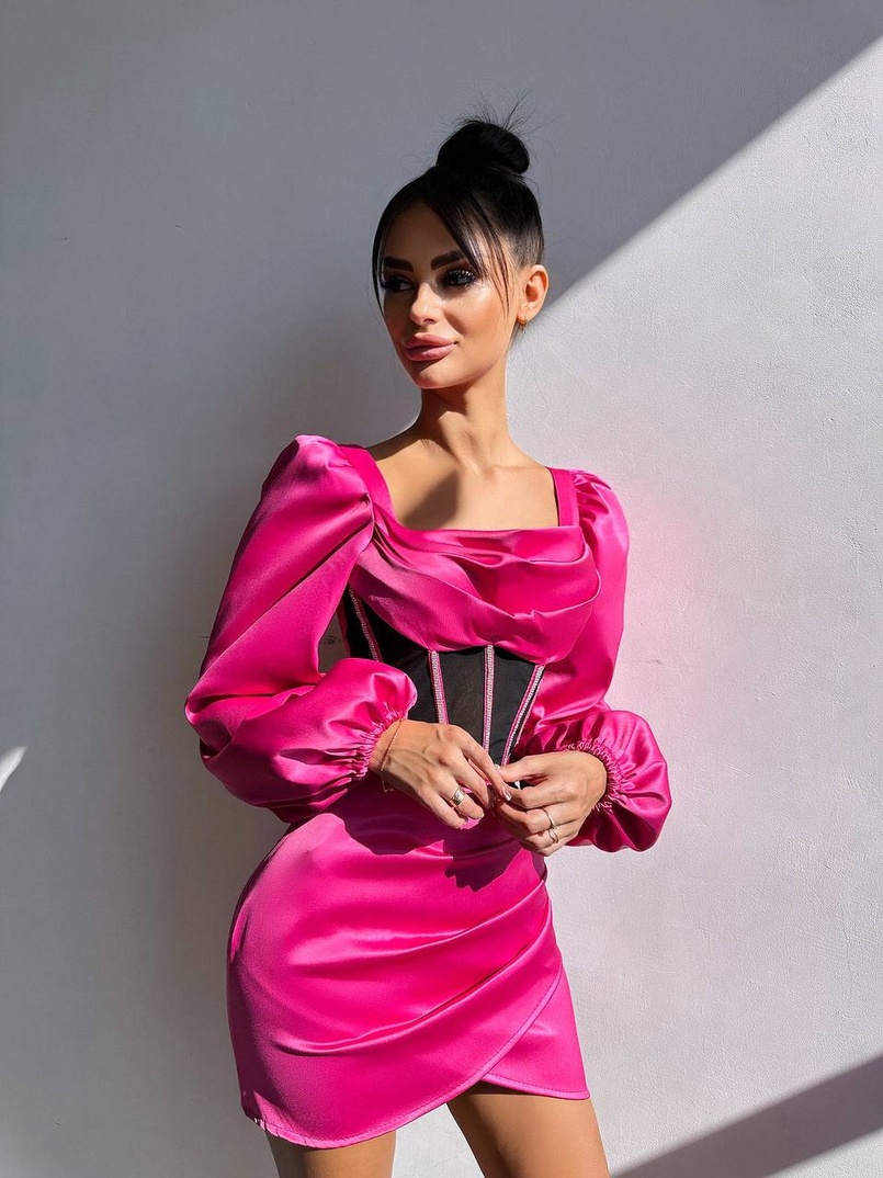 Комплект: корсет, декорований стразами + спідниця міні з драпіруванням   Ручна робота  | PUSHKA SHOP