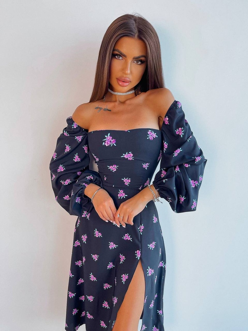 Сукня -міді зі шнурівкою на спинці та розрізом на ніжці | PUSHKA SHOP