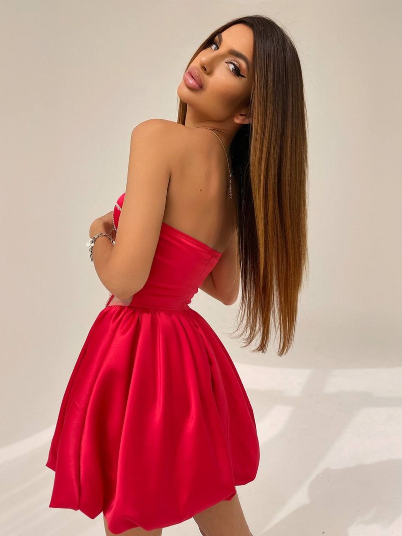 Сукня з чашечками та елементами корсету декорована стразами  | PUSHKA SHOP