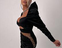 Сукня міні з драпіруванням, декорована стразами  | PUSHKA SHOP