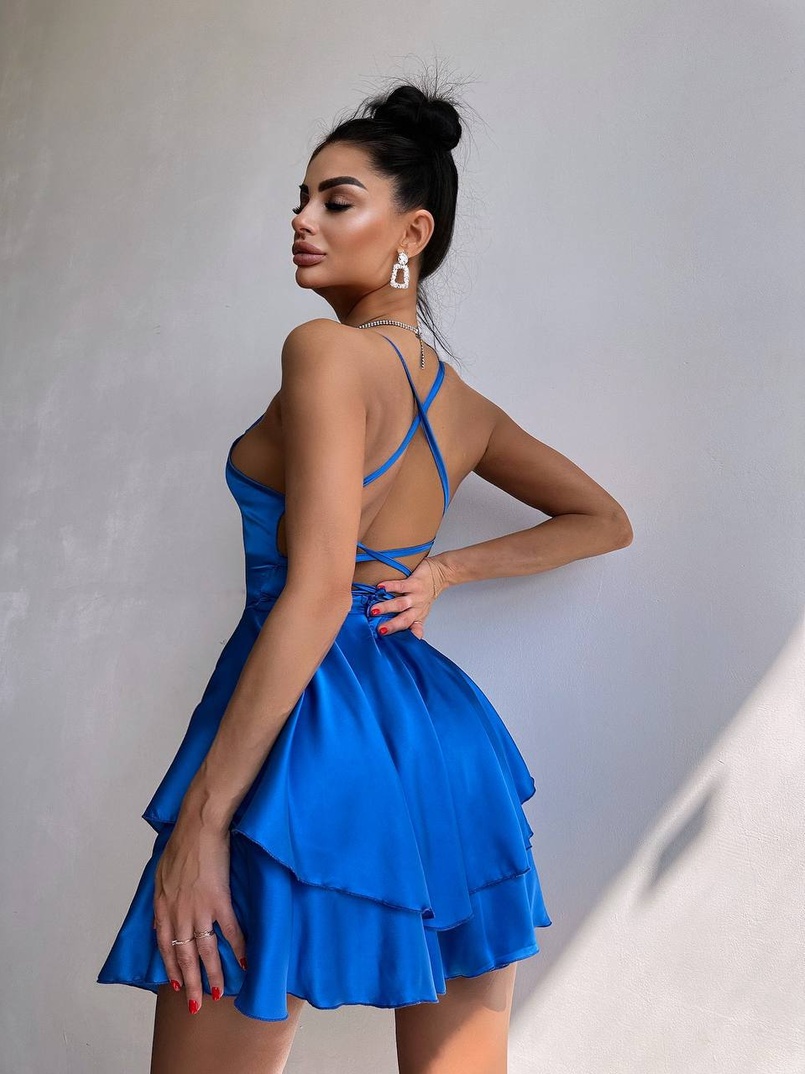 Шовкова сукня з пишною спідницею та шнурівкою Шовкова сукня з пишною спідницею та шнурівкою | PUSHKA SHOP