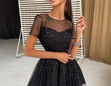 Платье-мини  с голографическими  блестками | PUSHKA SHOP