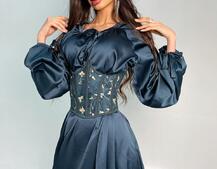 Комплект: шелковое платье на завязках с корсетом  | PUSHKA SHOP