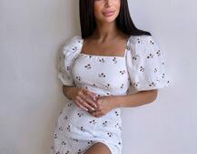 Сукня -міді зі шнурівкою на спинці та розрізом на ніжці з принтом Сукня -міді зі шнурівкою на спинці та розрізом на ніжці з принтом | PUSHKA SHOP