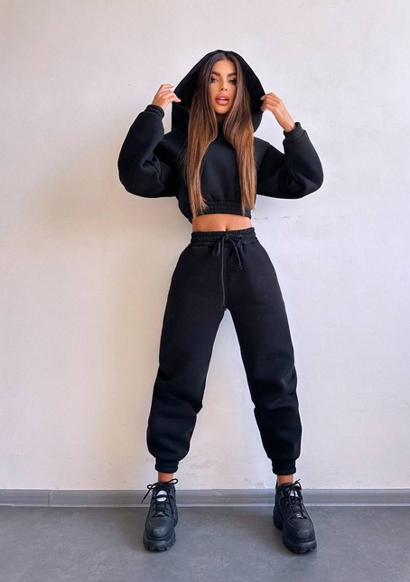 Базовий костюм на флісі з об'ємними капюшоном | PUSHKA SHOP