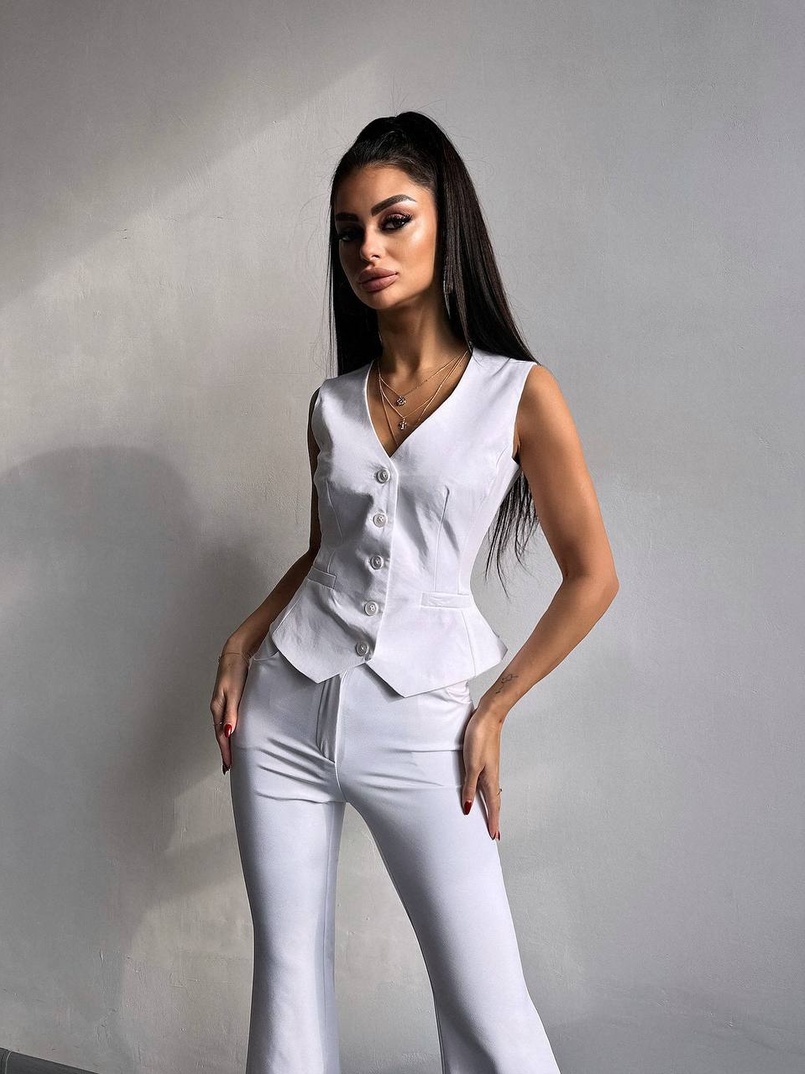 Костюм: піджак на підкладці, штани кльош+ жилет  | PUSHKA SHOP