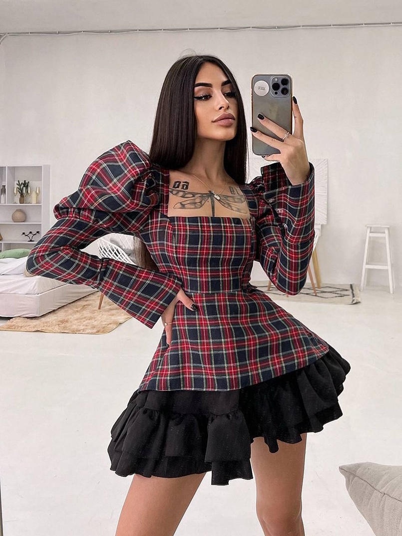 Сукня з об'ємними рукавами + спідниця з воланами | PUSHKA SHOP