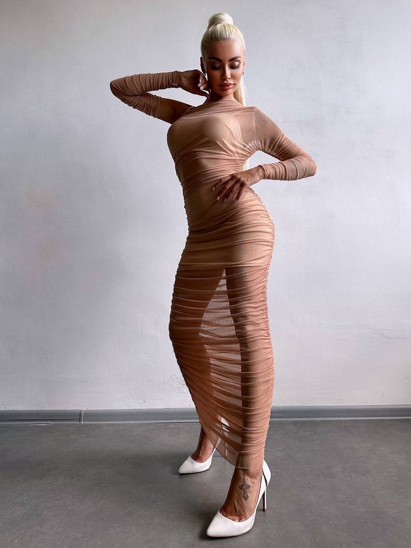 Сукня міді з драпіруванням   | PUSHKA SHOP