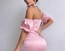 Сукня - міні з драпіруванням та трояндою-чокером Сукня - міні з драпіруванням та трояндою-чокером | PUSHKA SHOP