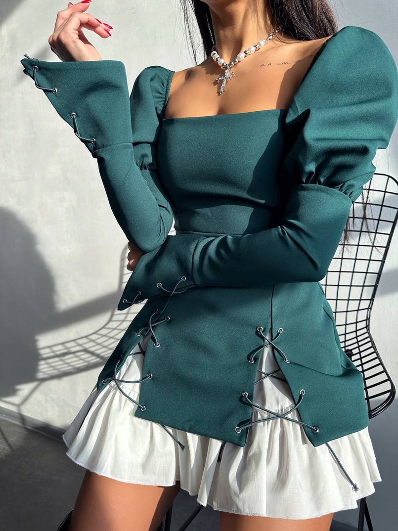 Сукня з об'ємними рукавами + спідниця з воланами Сукня з об'ємними рукавами + спідниця з воланами | PUSHKA SHOP