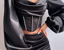 Комплект: корсет, декорований стразами   + спідниця міні з драпіруванням  | PUSHKA SHOP