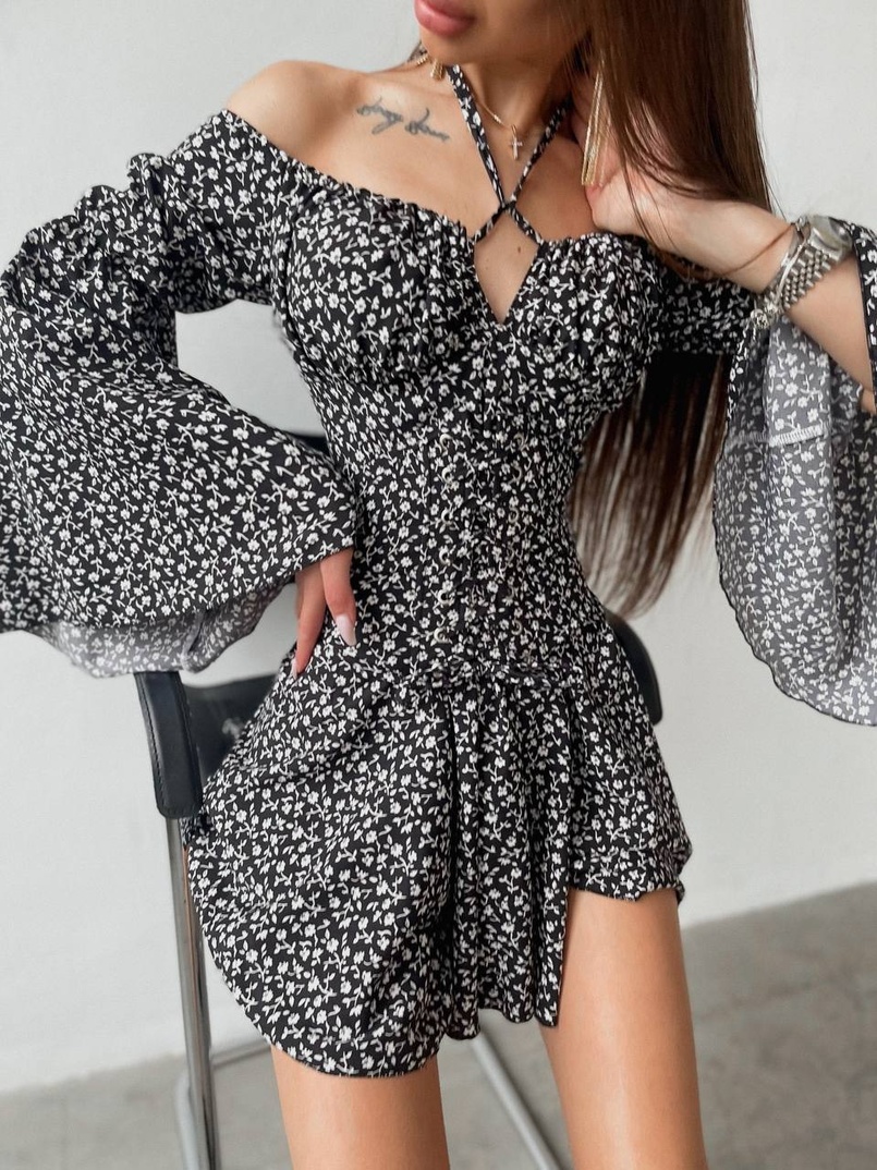 Комплект: платье с расклешенными рукавами + корсет  Комплект: платье с расклешенными рукавами + корсет  | PUSHKA SHOP