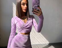 Оксамитовий комплект, декорований бахромою зі страз | PUSHKA SHOP