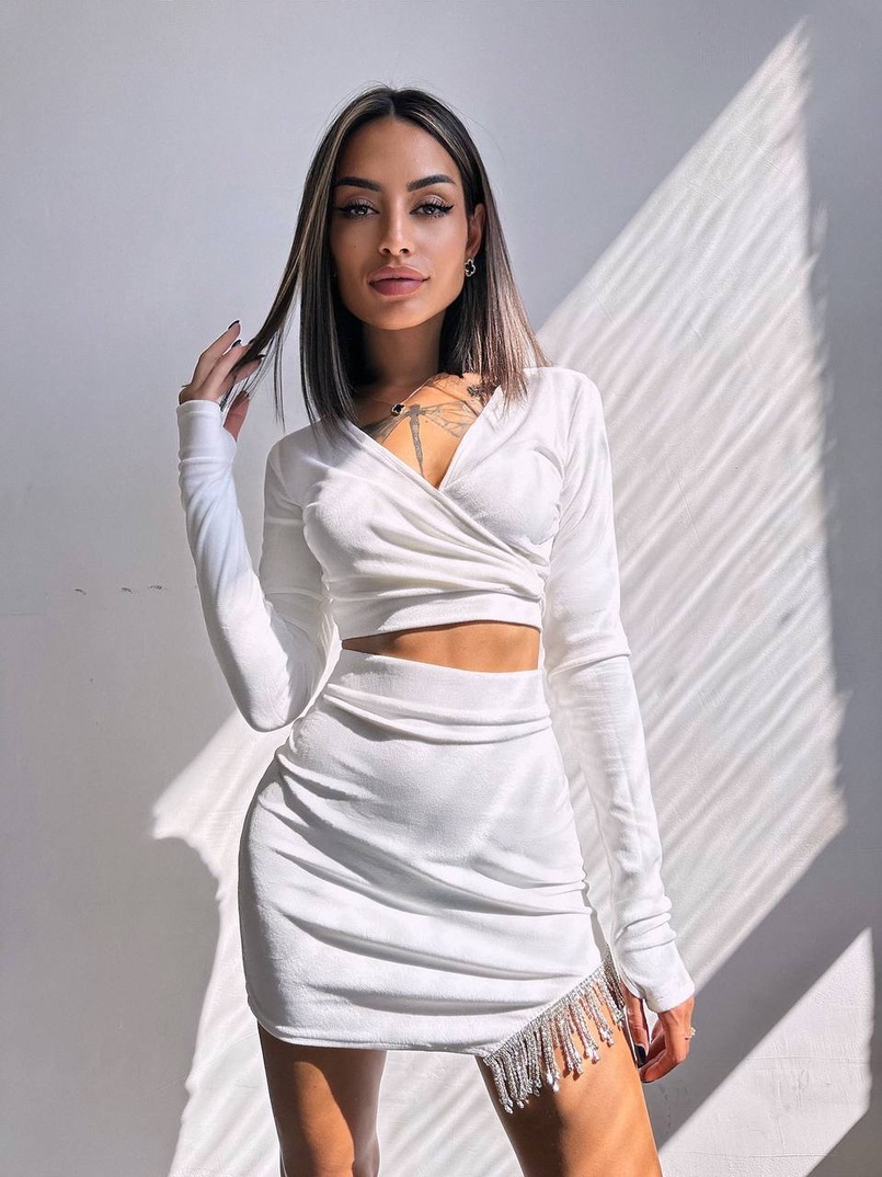 Оксамитовий комплект, декорований бахромою зі страз | PUSHKA SHOP