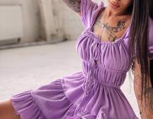 Муслиновое платье с оборками и завязками на груди Муслиновое платье с оборками и завязками на груди | PUSHKA SHOP