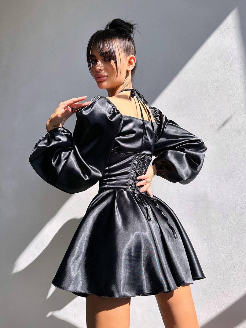 Сукня з корсетом, декорованим бахромою зі страз Ручна робота  | PUSHKA SHOP