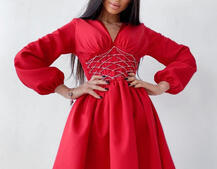 Платье с корсетной вставкой и пышной юбкой   | PUSHKA SHOP