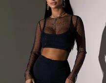 Комплект: топ + штани із сіткою зі стразами  | PUSHKA SHOP