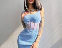 Сукня-міді  з елементами корсету   | PUSHKA SHOP