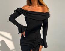 Трикотажна сукня міді з хомутом Трикотажна сукня міді з хомутом | PUSHKA SHOP