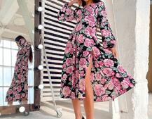 Цветочное платье-миди с разрезом Цветочное платье-миди с разрезом | PUSHKA SHOP