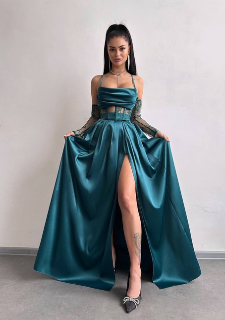 Атласний комплект: корсет + спідниця максі  | PUSHKA SHOP