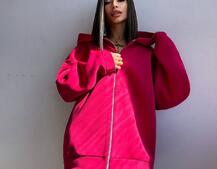 Трендове худі over size із сяючими стразами  | PUSHKA SHOP