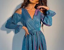 Блестящее платье макси с разрезом  | PUSHKA SHOP