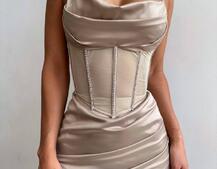 Комплект: корсет, декорований стразами + спідниця міні з драпіруванням   | PUSHKA SHOP