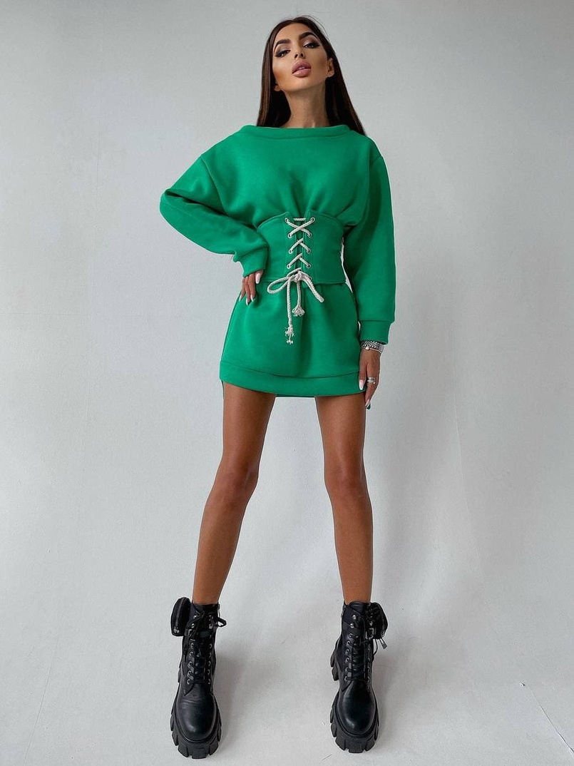 Худи на флисе + корсет на шнуровке  | PUSHKA SHOP