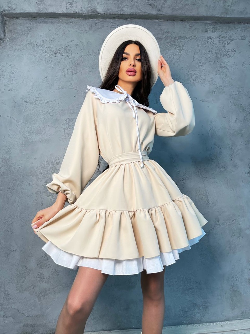 Платье со съёмным воротничком и подъюбником   | PUSHKA SHOP