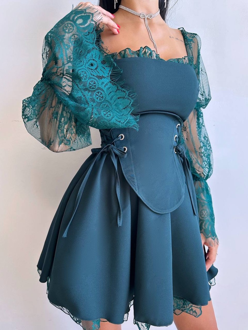 Сукня з корсетом декорована мереживом Сукня з корсетом декорована мереживом | PUSHKA SHOP