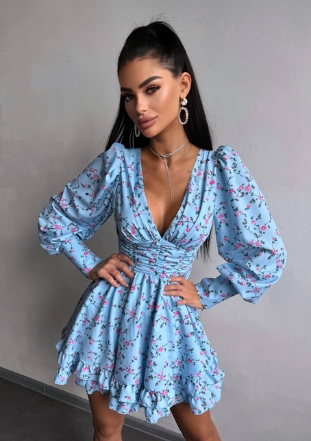 Сукня міні з пишною спідницею та драпіруванням на талії | PUSHKA SHOP