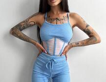 Трикотажный комплект: корсетный топ на косточках + леггинсы | PUSHKA SHOP