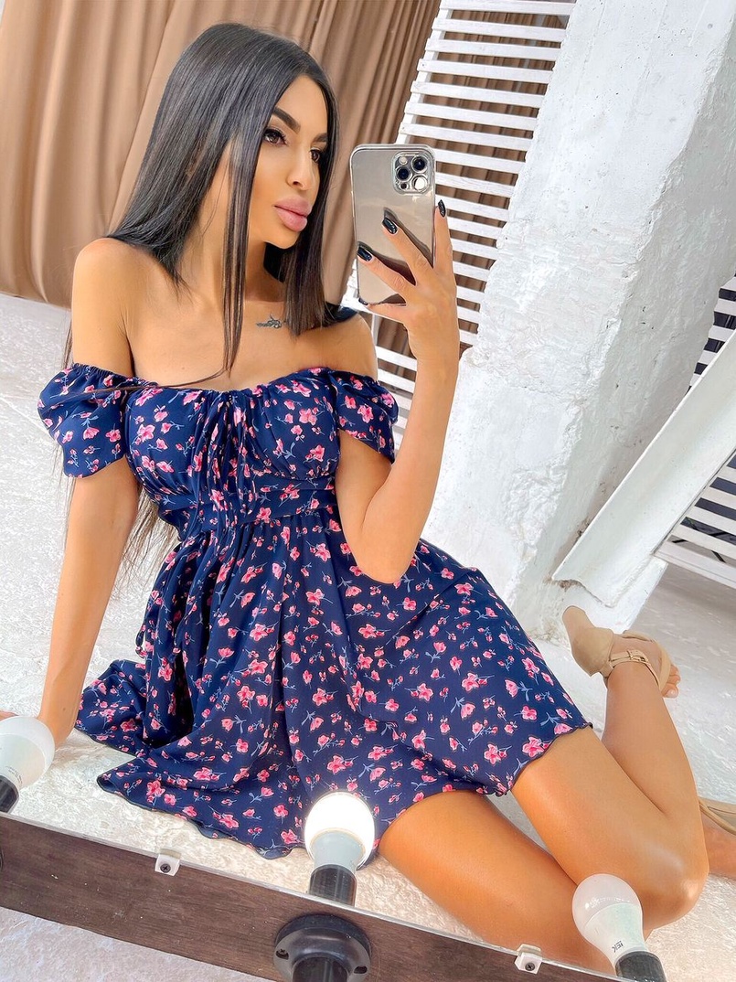 Летнее цветочное платье с завязками на груди Летнее цветочное платье с завязками на груди | PUSHKA SHOP