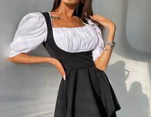 Платье с объемными рукавами из хлопка Платье с объемными рукавами из хлопка | PUSHKA SHOP