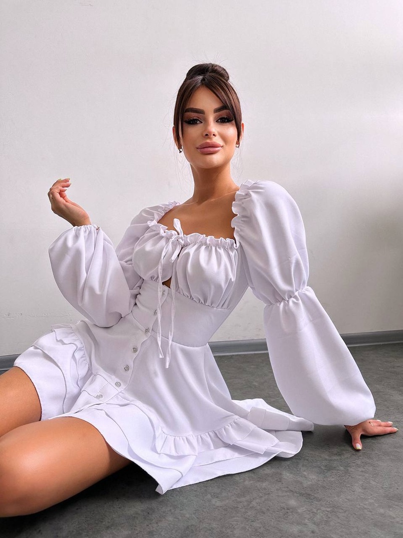 Сукня з воланами на ґудзиках  Сукня з воланами на ґудзиках  | PUSHKA SHOP