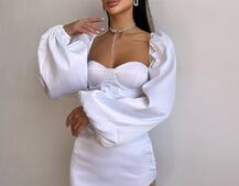 Атласний  комплект: корсет + спідниця декорована бахромою зі страз | PUSHKA SHOP