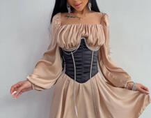 Приталена сукня з шовку  + корсет декорований стразами  Ручна робота  | PUSHKA SHOP