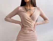 Трикотажное платье с присобранной юбкой | PUSHKA SHOP