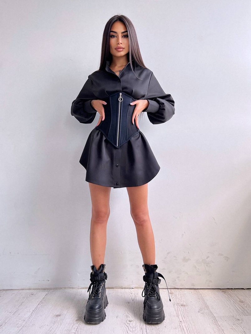 Приталена сорочка + корсет з блискавкою Приталена сорочка + корсет з блискавкою | PUSHKA SHOP