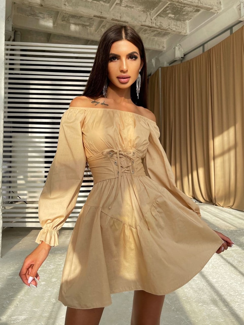 Платье из хлопка в комплекте с корсетом  | PUSHKA SHOP