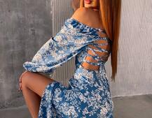 Улюблена сукня-міді зі шнурівкою на спинці та розрізом на ніжці | PUSHKA SHOP