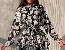 Сукня міні на гудзиках,декорована мереживом  | PUSHKA SHOP