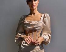 Комплект: корсет, декорований стразами + спідниця міні з драпіруванням   Ручна робота  | PUSHKA SHOP